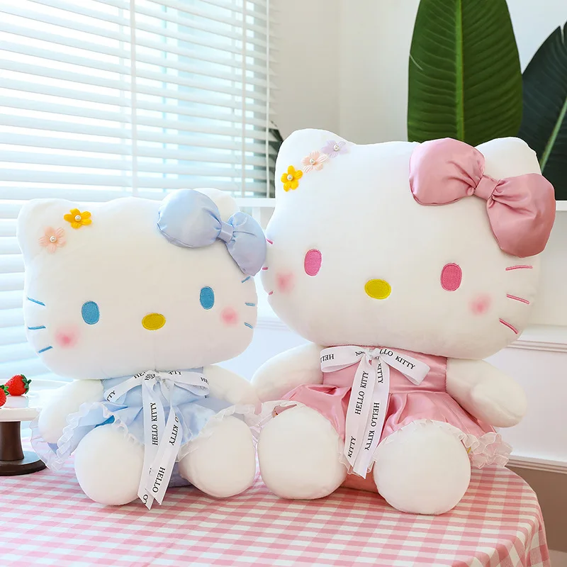 

Anime Hello Kitty Blue Flowers KT Cat Stuffed Plush Toys Throw Pillow Dolls Birthday Gift For Kid GIrl