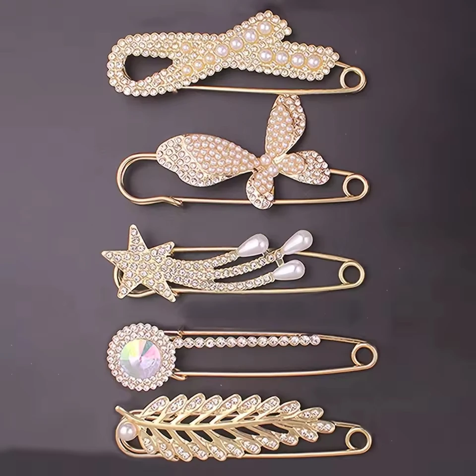 

5pcs Simple Lapel Pin Anti-Slip Adjustment Button Cardigan Scarf Decoration for Women's Suit Accessories