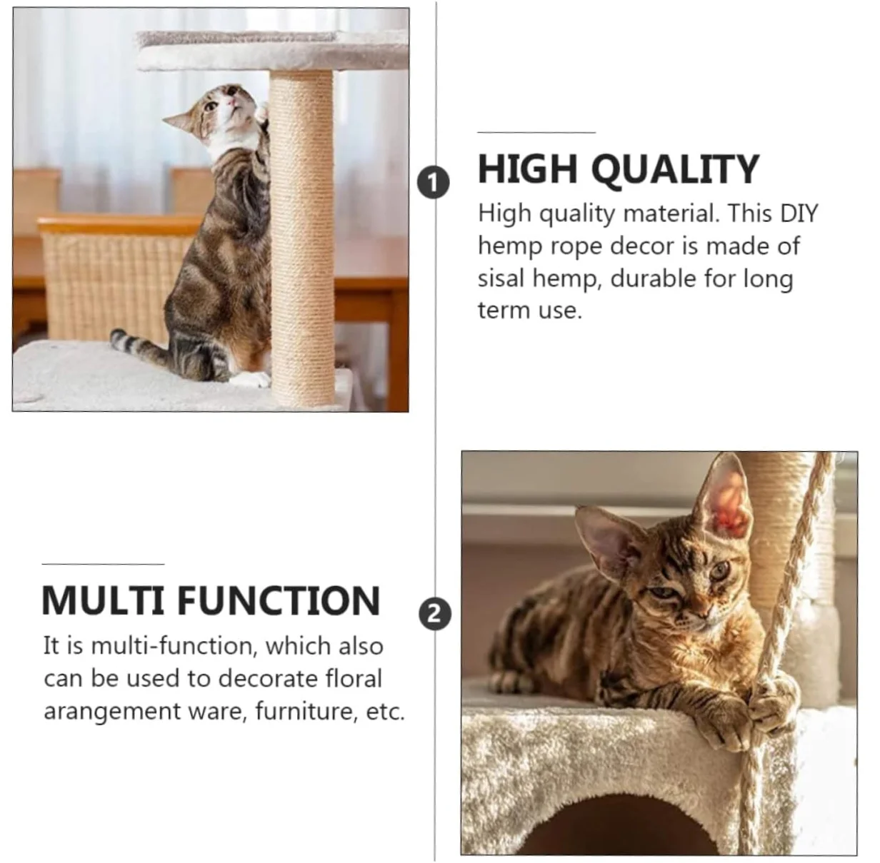 Natural Sisal Rope Cat Scratcher Rope Tree Scratching DIY Toy Paw Claw Furniture Protector Scratching Post Cat Accessories