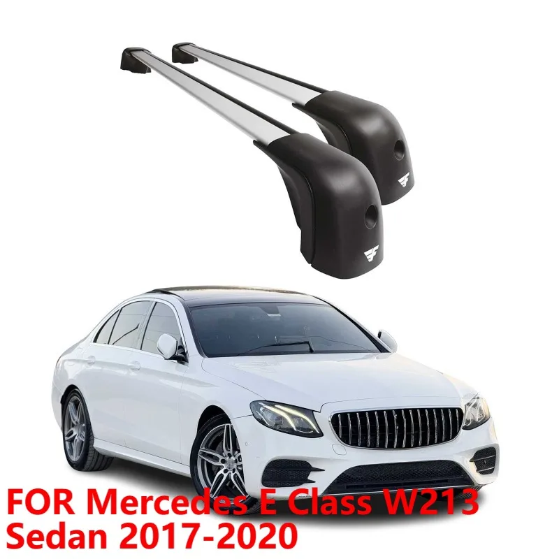 

Поперечные перекладины багажника на крышу для Mercedes E Class W213 Sedan 2017-2020, алюминий, серебристый, нагрузка 220 фунтов