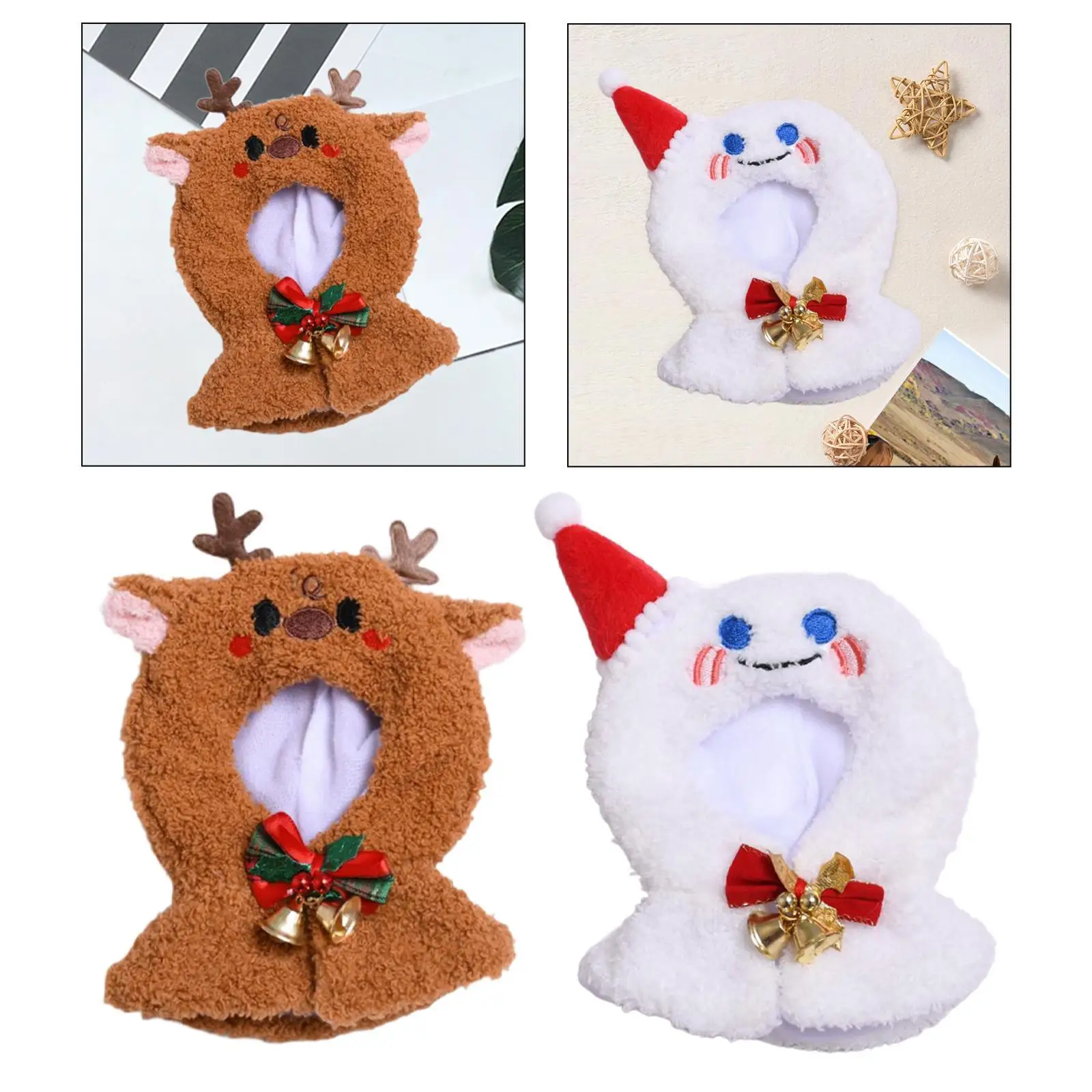 Plush Doll Clothes for 15 -17 cm Doll Christmas Shawl Cartoon Soft Plush Doll Accessories Cloak Doll Clothing Doll Dress up