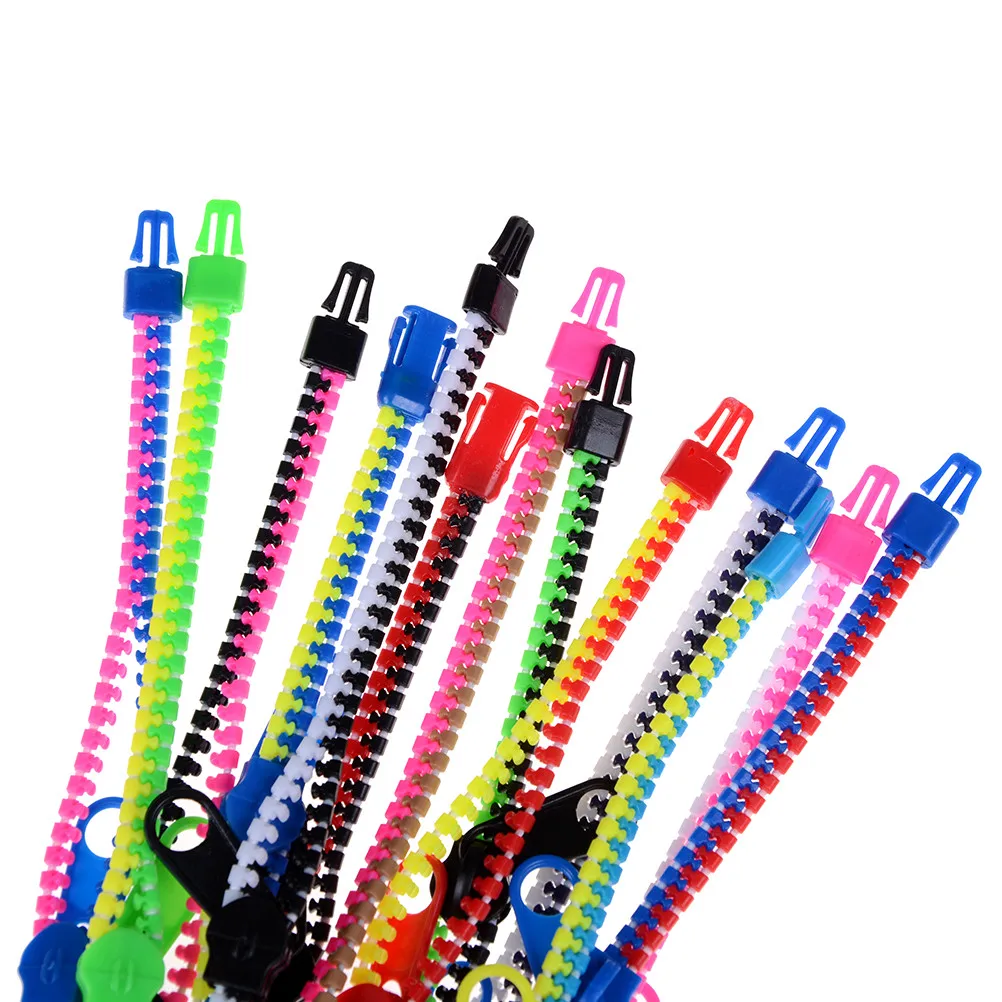 2021 Cute 10pcs/lot Fashion Zip Bracelet Bangles Metal Zipper Bracelet Fluorescent Neon Creative Gifts