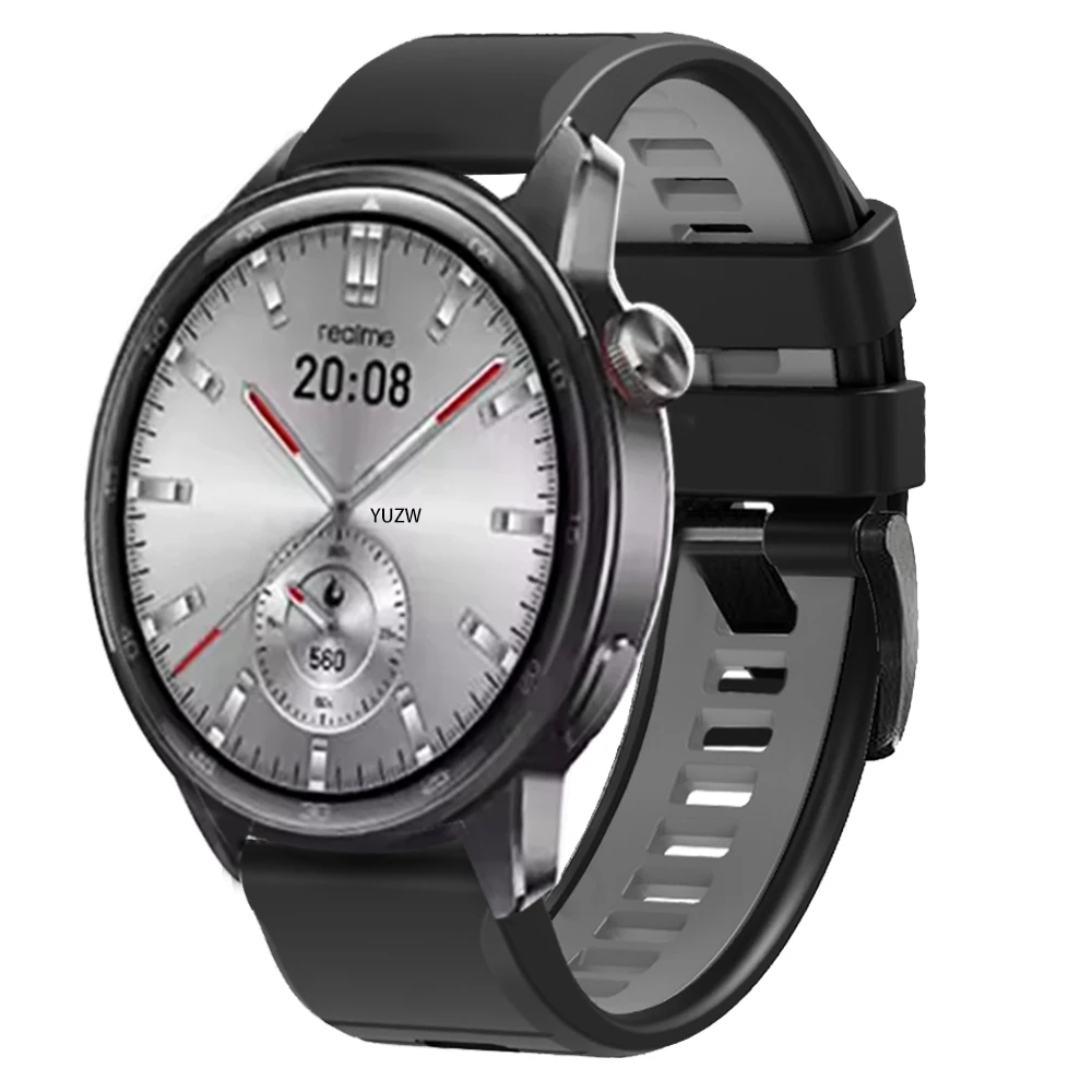 22mm Two-Tone Silicone Strap For OnePlus Watch 3/2 2R Band For Realme Watch 3 S S2 Sport Band for OPPO Watch X X2 4 Pro Bracelet
