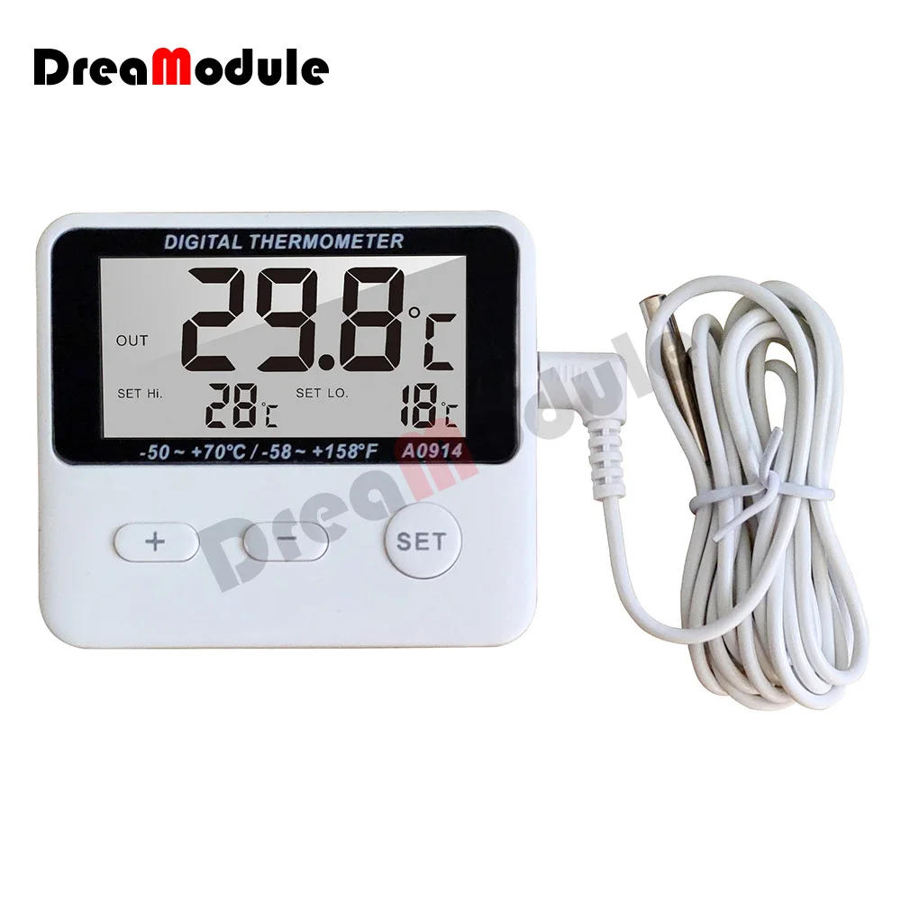 Digital Weather Station Thermometer Hygrometer Alarm Temperature Humidity Meter LCD Indoor Outdoor Wired External Sensor Tester