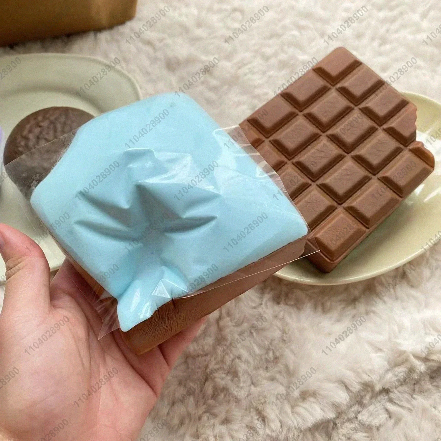 Chocolate Bar Toast Bread Squishy Slow Rising White Chocolate Bar Slow Rebound Squeeze Toy Food Stress Release Hand Relax Gift