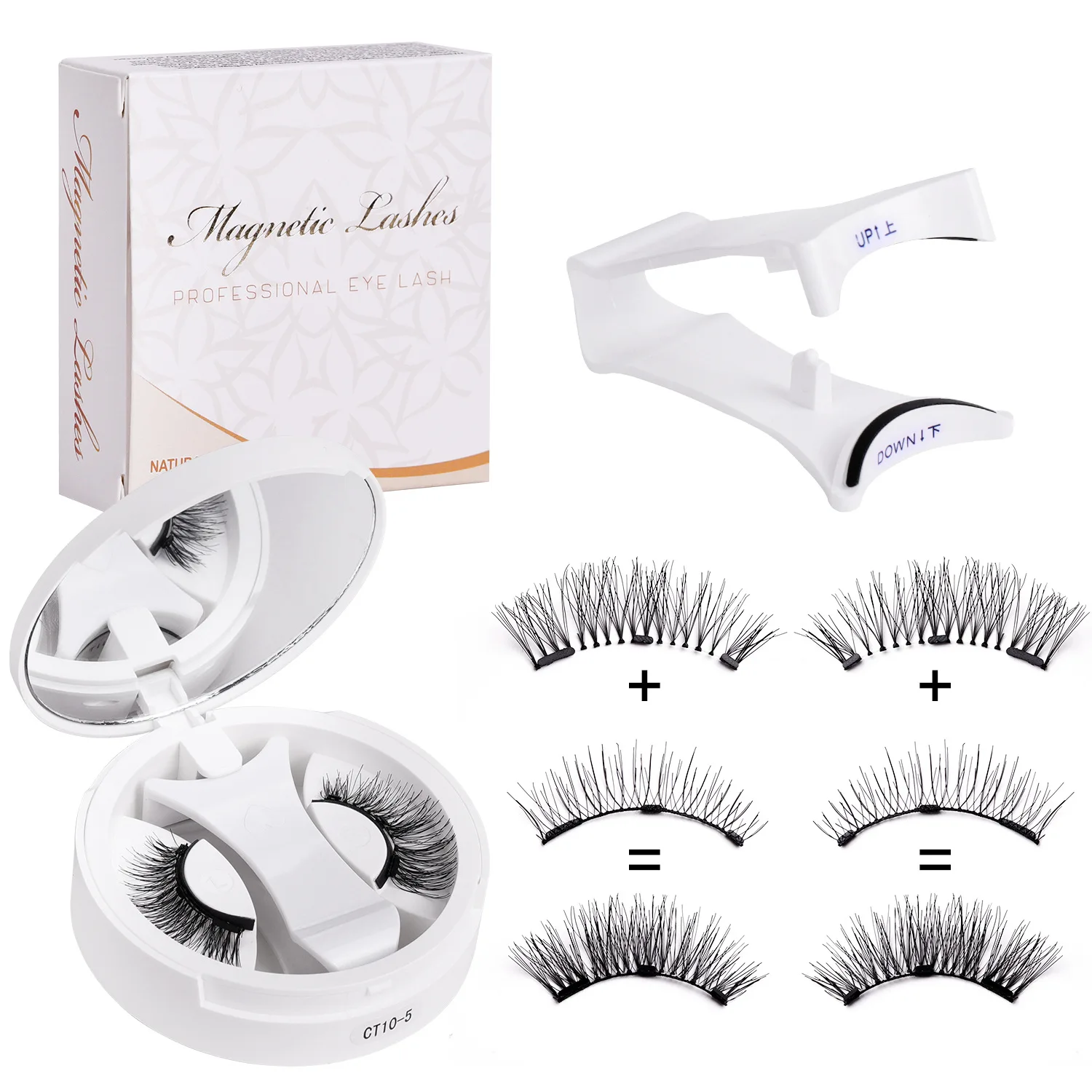 Magnetic Eyelashes Set Reusable Easy to use Eyelash Extension Tools Natural Curler False Eyelashes With Magnetic Tweezers