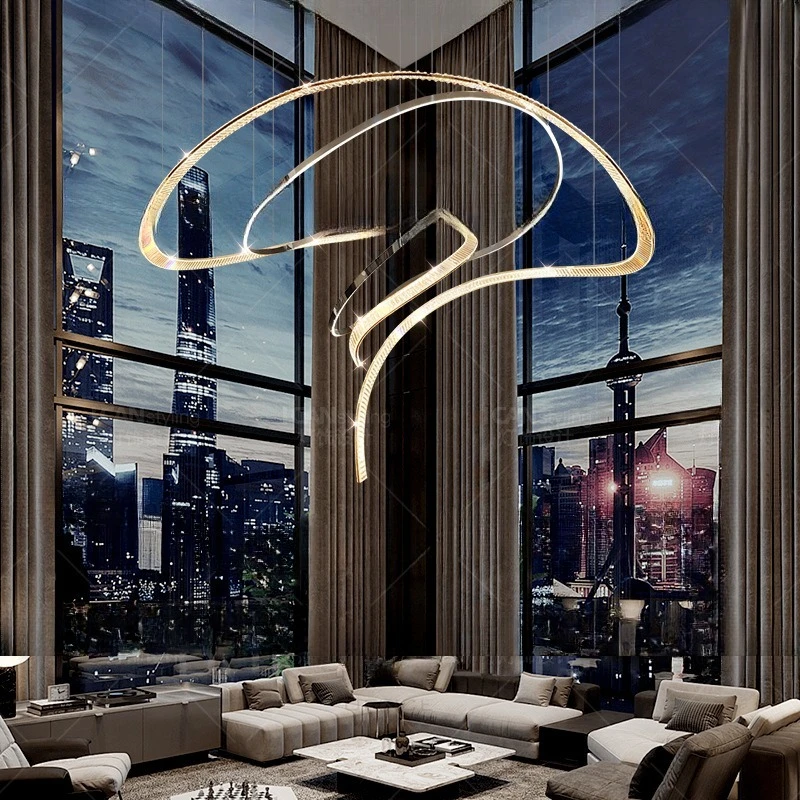Candelabro de cristal con atmósfera de edificio dúplex, arte de lujo, luz de diseño
