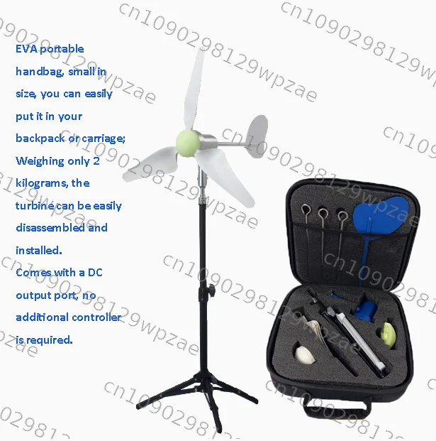 Portable Mini Wind Turbine 1~24VDC Output with USB Windmill for Hiking, Camping, Coreless PMG Wind Generator 50W