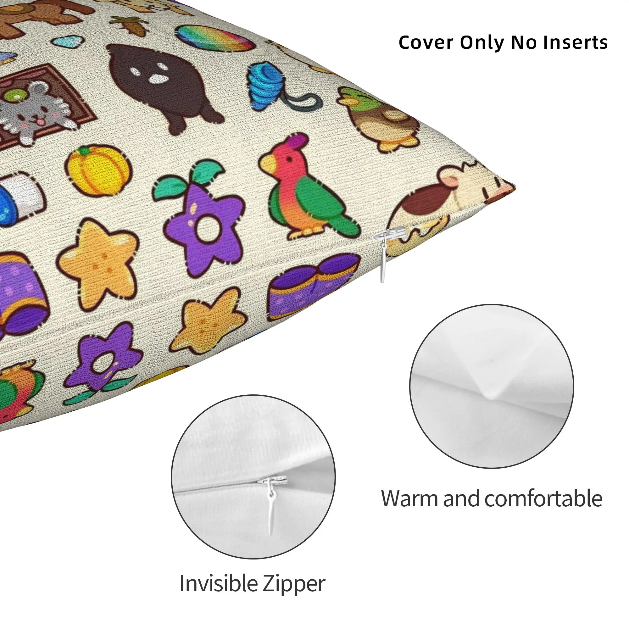 Printing Creature in Stardew Valley Pillowcase Fabric Cushion Cover Decoration Cute Jimino Animals Pillow Case Cover Wholesale