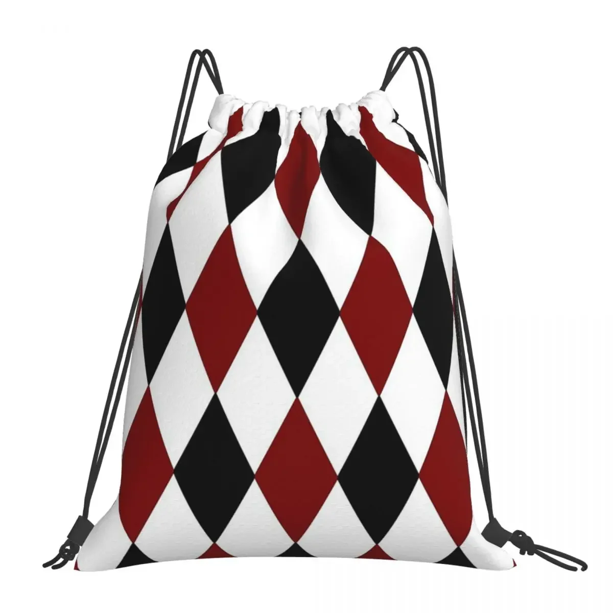 

Black White Red Harlequin Backpacks Portable Drawstring Bags Drawstring Bundle Pocket Storage Bag Book Bags For Man Woman School