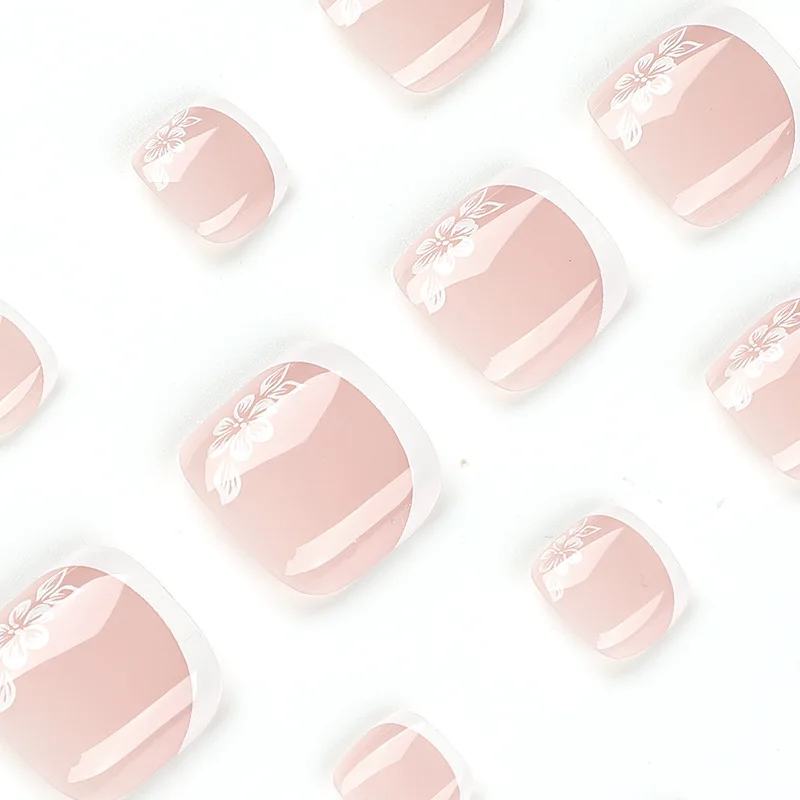 24 short square solid color minimalist style pressed toenails+1 piece of jelly glue+1 nail file image 4