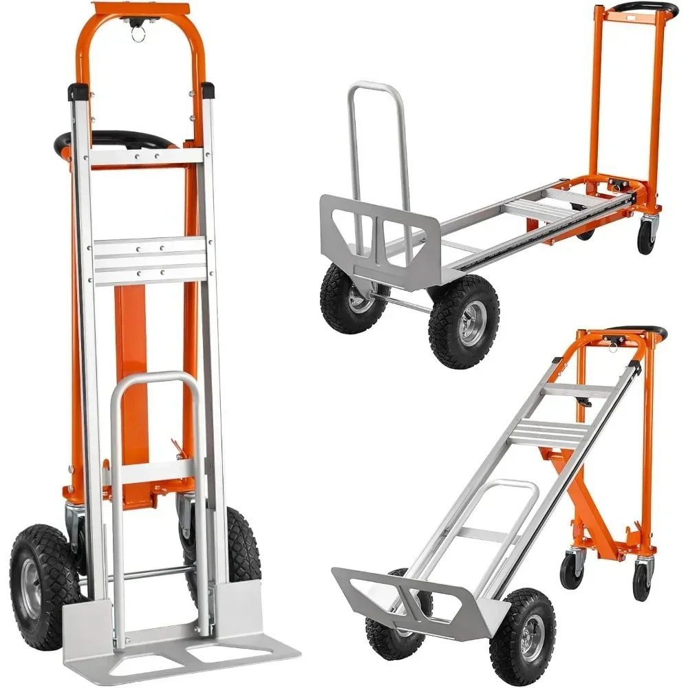 

Hand Truck, 3in1 Aluminum Hand Truck, Utility Cart Converts from Hand Truck Dolly to Platform Cart for Transport & Moving