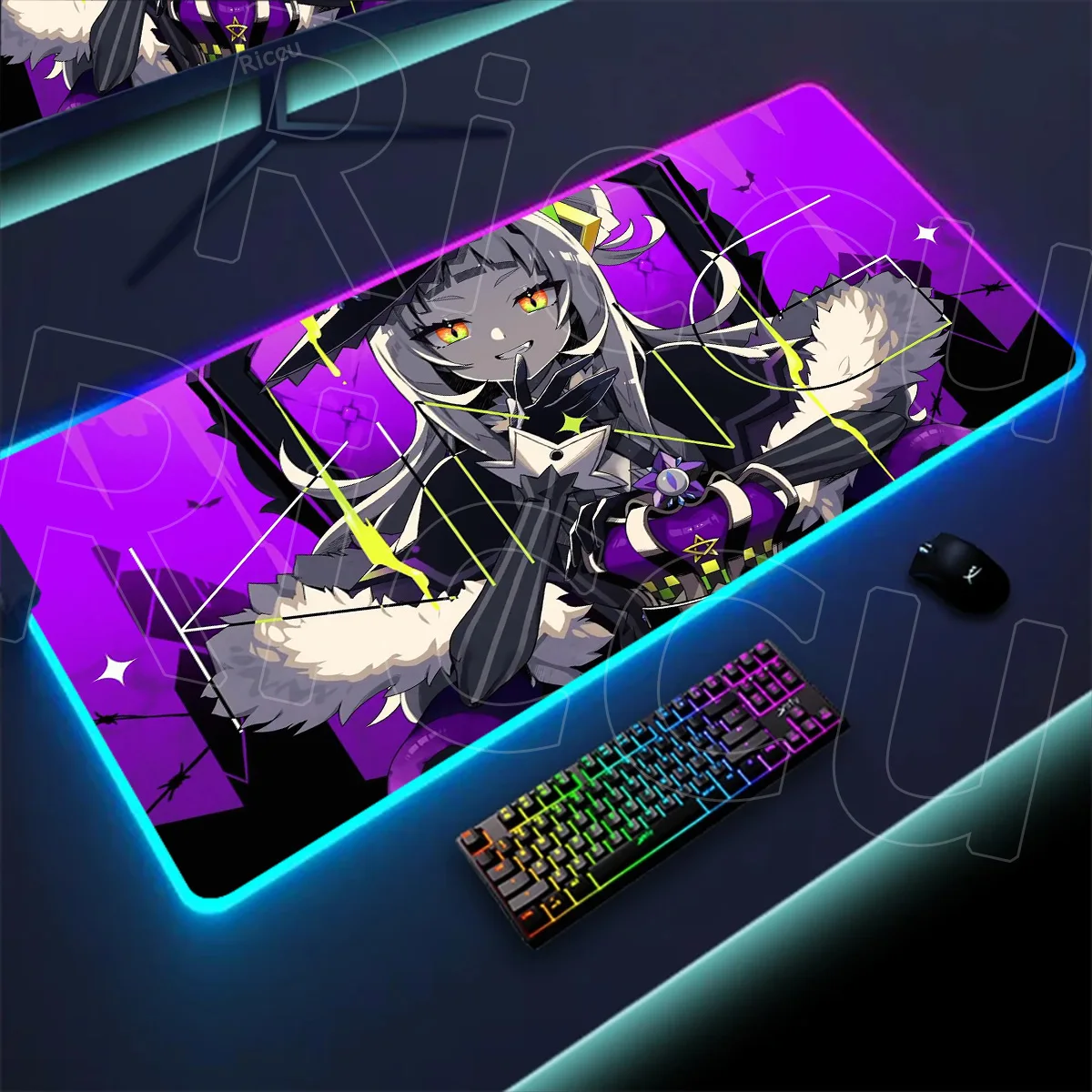 

Kawaii Murasaki Shion Mousepad Large Non-slip Rubber Gaming Keyboard Pad Laptop PC RGB Mouse Pad XXL Anime Purple Girls Desk Mat