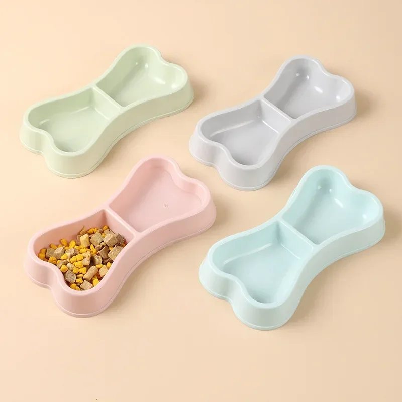 Pet Food Bowl Double Bowl Macaron Color Plastic Cat Bowl Dog Food Drinking Tray Feeding Cat Feeding Pet Supplies Dog Accessories