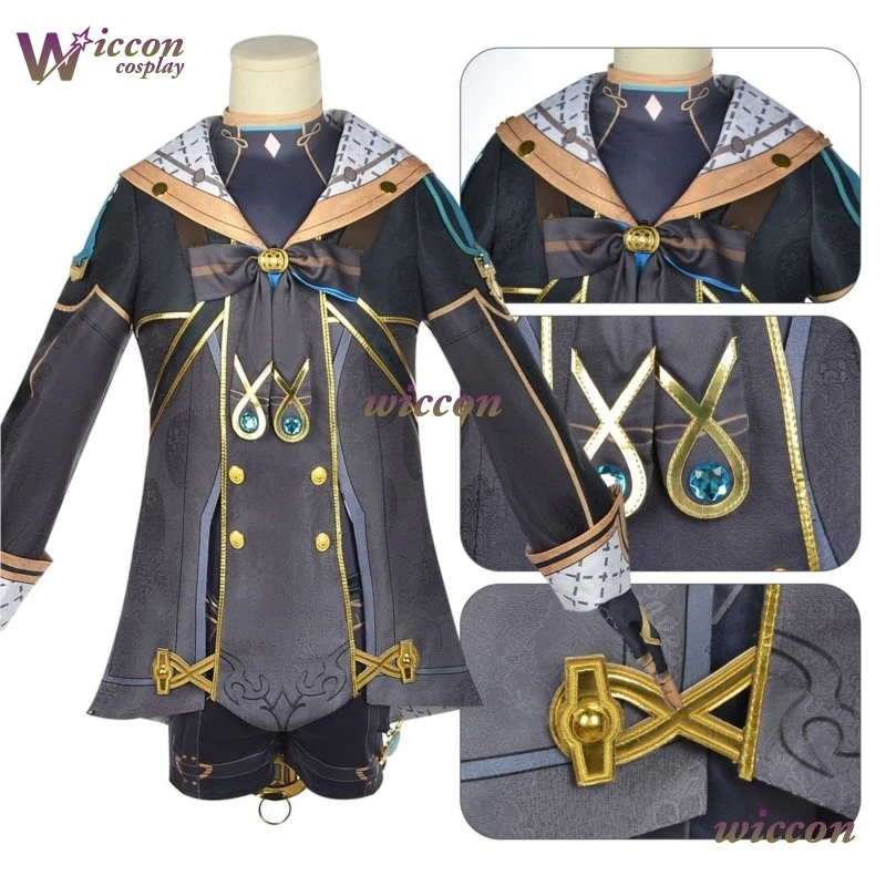 Wona/Genshin Impact Freminet ঋষি من Perished تأثيري حلي فونتين الأزرق الداكن بدلة غطس Steampunk تأثيري ‌