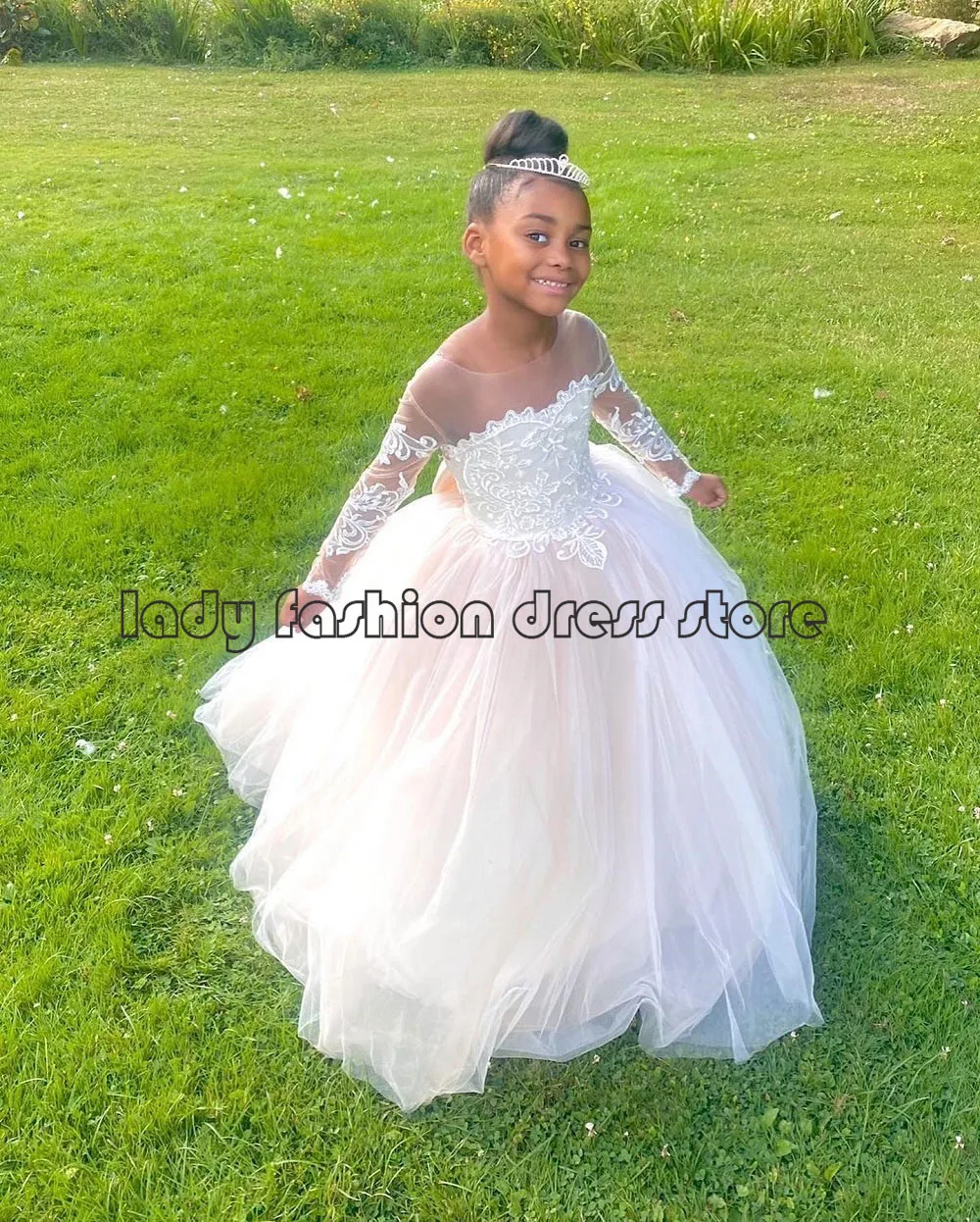 Lovely Kids Flower Girl Dresses For Wedding Long Sleeves Ball Gown  Wedding Party Flower Girl Dress