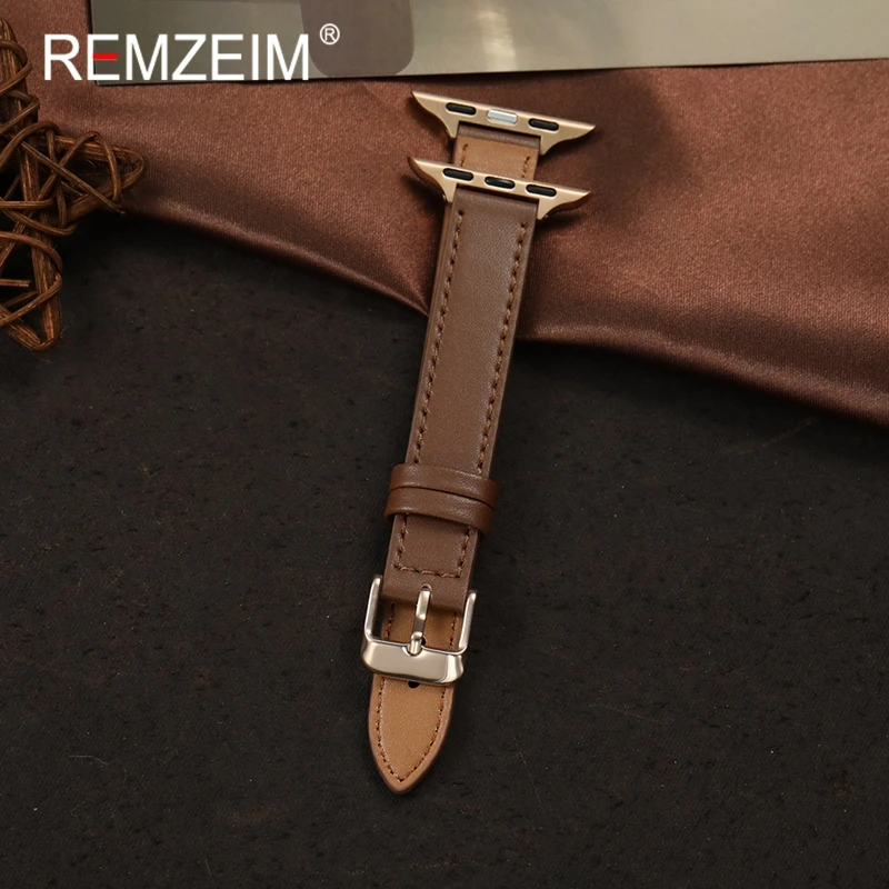 Weiches, dünnes Lederarmband für Apple Watch 1-11 SE Ultra 3 2 1, Schwarz, Braun, Rosa, Beige, Damenarmband 49/46/45/44/42/41/40/38 mm