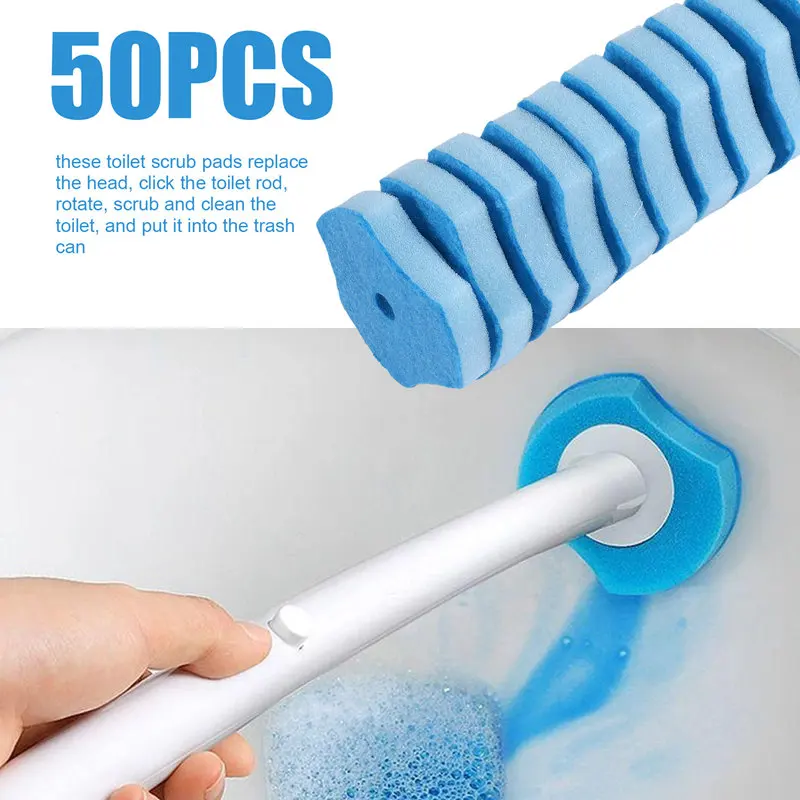 A85Q-50PCS Toilet Stick Replacement,Toilet Cleaner Replacement Disposable Toilet Brush Head Toilet Brush For Clorox