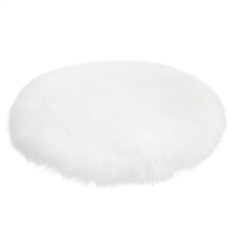 Round Rug Shaggy Plush Wool Carpet Soft Faux Sheepskin Fur Area Rugs For Bedroom Living Room Floor White Home Floor Mat