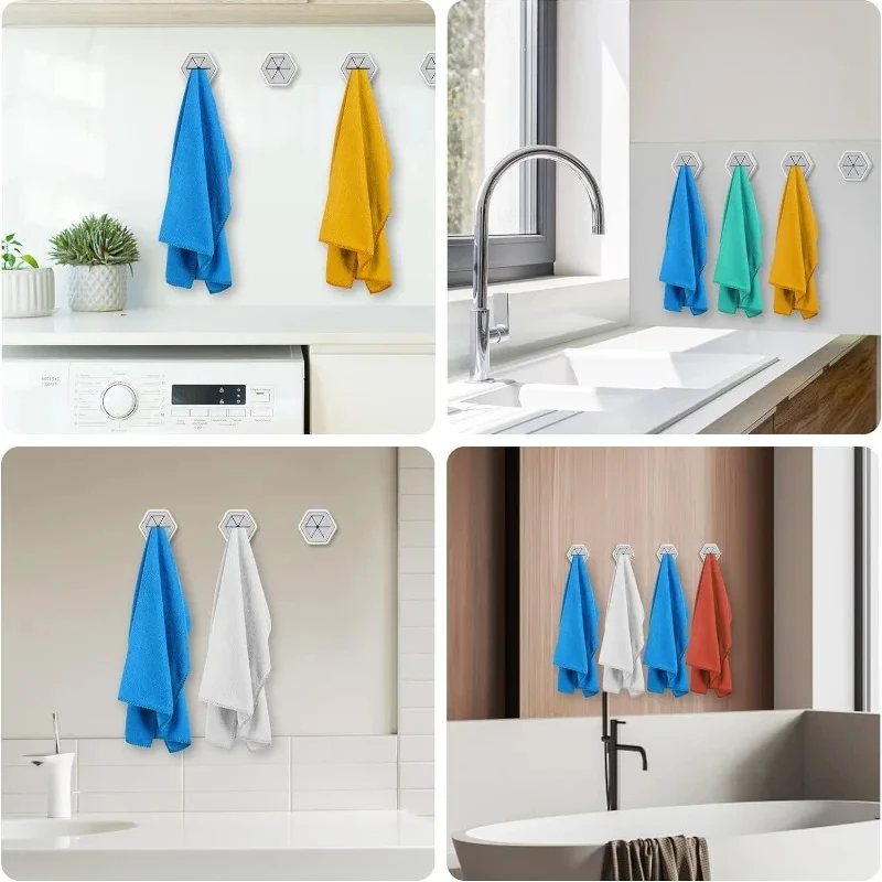 1-6pcs Self-Adhesive Towel Plug Holder Wall Mounted Towel Hooks Storage Rack Kitchen Dishcloth Rag Holders Bathroom Organizers