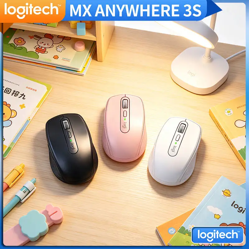 Durable Logitech MX Anywhere 3S Mouse - 8K DPI, Hyper-Scroll, Silent Click, USB-C Quick Charge for Office Task