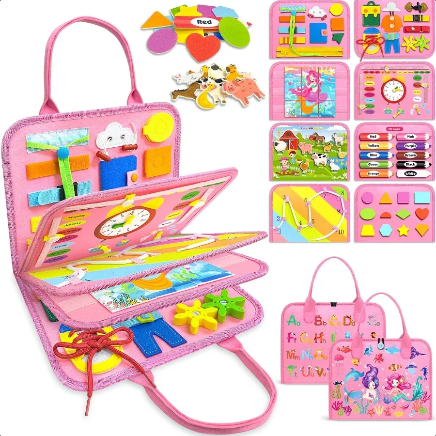 

Gojmzo Busy Board Montori Toys for Toddler Girl Birthday Gifts Busy Book Sensory Toys for Toddlers Learning Educational Toddler