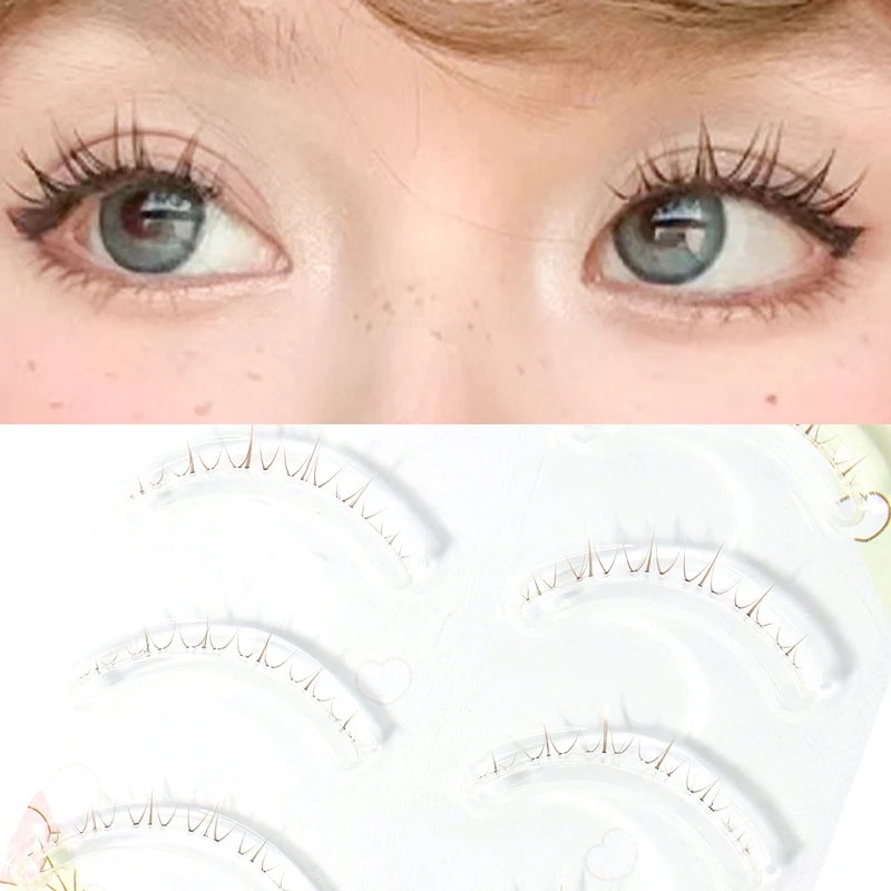 5 Pairs Manga Down False Eyelashes Wispy Soft Cluster Lashes Natural Thick Lower Eyelashes with Clear Band Korean Style Anime