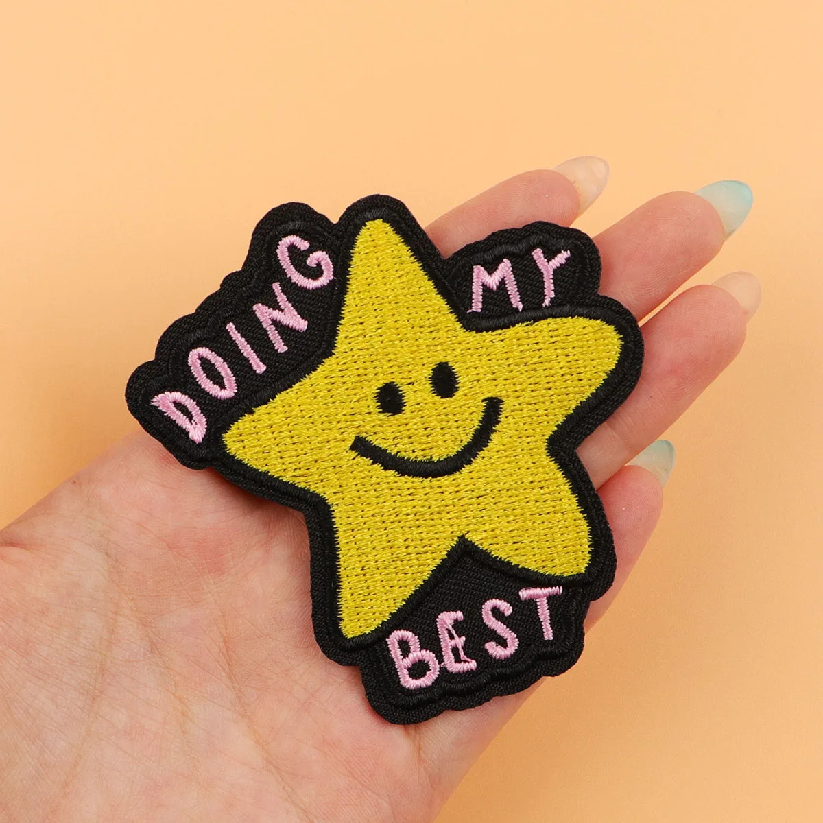 

Star Quote Embroidery Patch DOING MY BEST Iron On Patches For Clothing Thermoadhesive Patches On Clothes DIY Sew Badges