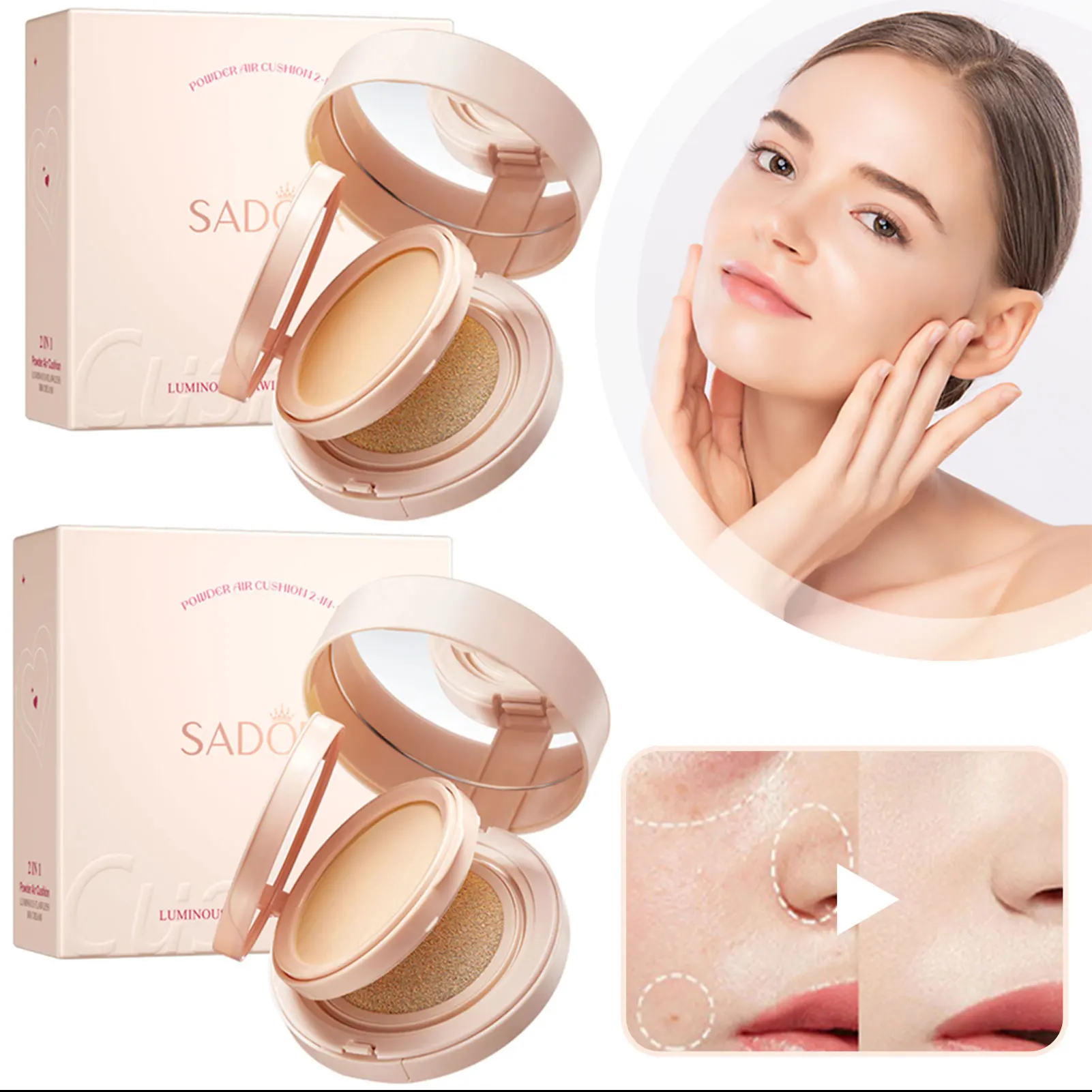 2 で 1 エアクッション BB クリーム二重層クッションファンデーションメイクアップ防水長期的なコンシーラープライマーベース