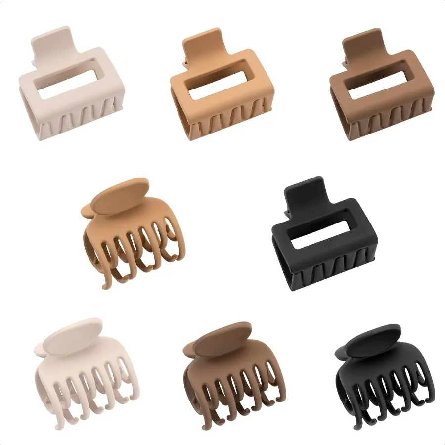 

Matte Hair Clips for Women Girls 2 Rec 1.6 Double Row Teeth Small Jaw Clips NonSlip Design for Thin Fine Hair White Khaki Brown