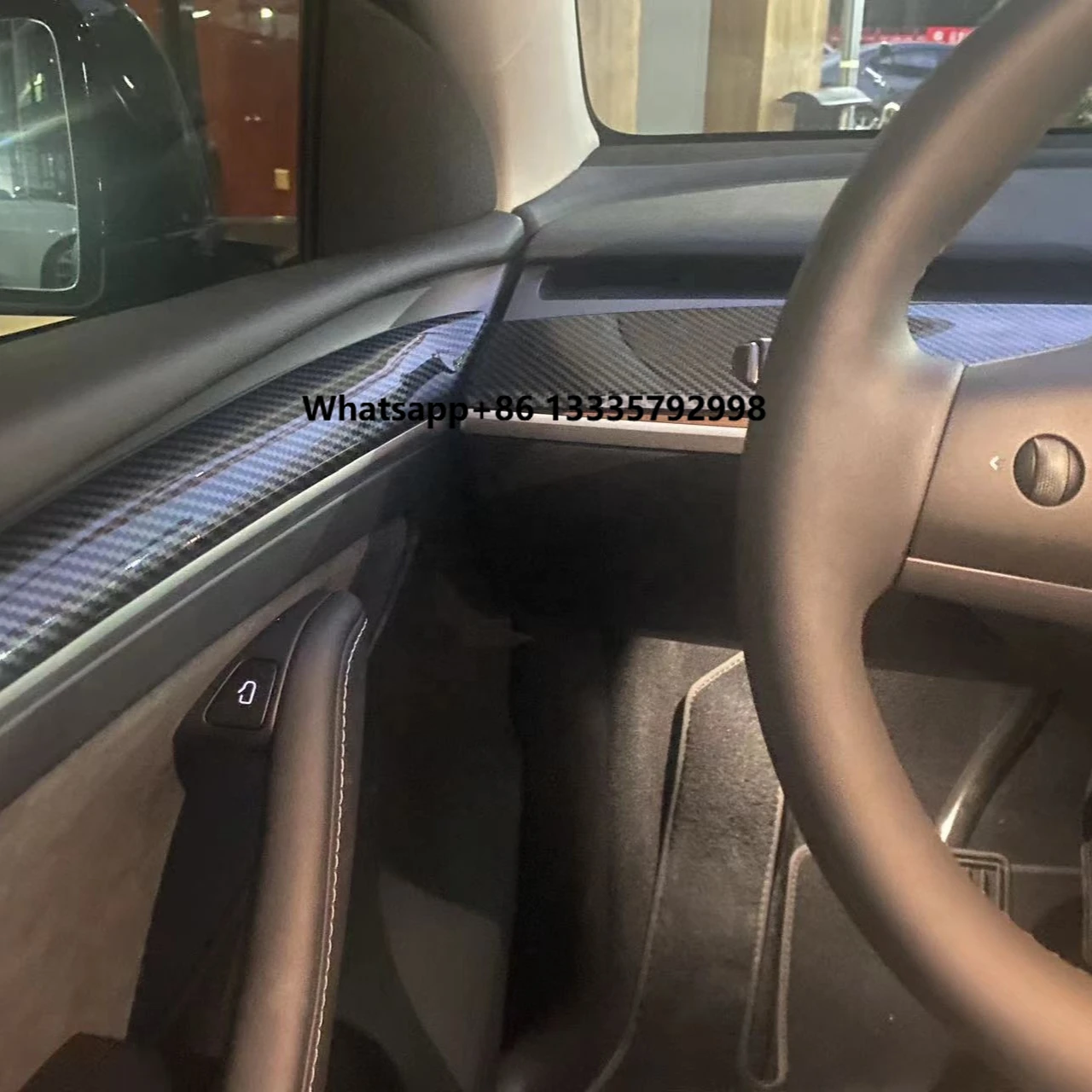 

Dashboard Panel Cover Door Trim for Model 3 Y 2023 Interior Accessories Dry Carbon Fiber Center Console Dash Decor Sticker