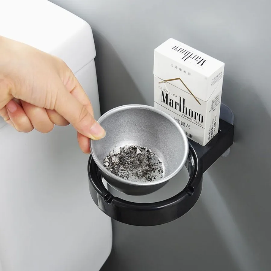 1PC  Portable Ashtray Wall Stainless Steel Pocket Smoke Holders Storage Cup for Toilet Home Office Cigarette Case for Smoker