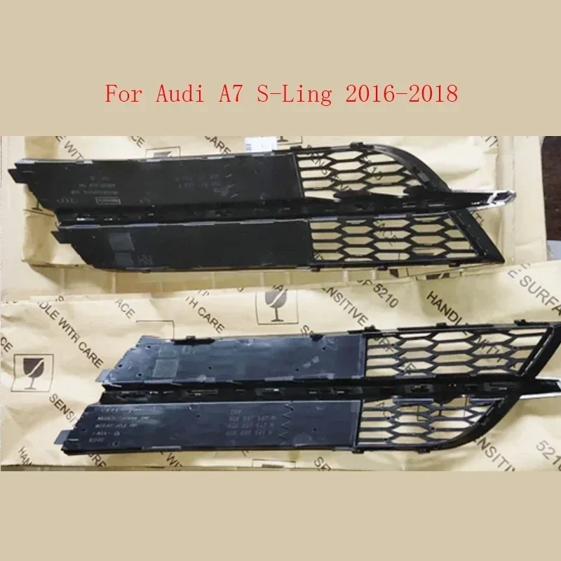 

High Quality ABS Black and Chrome Front Lower Bumper Grills for Audi- A7 Sport S7 2016 2017 2018 Fog Light Grille Fog Lamp Frame