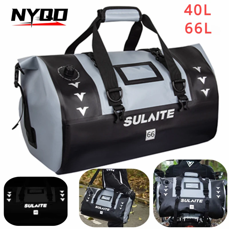 SULAITE Motorcycle Rear Seat Bag 40L/60L Waterproof Motocross Luggage Pack Multi-Function Tail Bag with Raincover