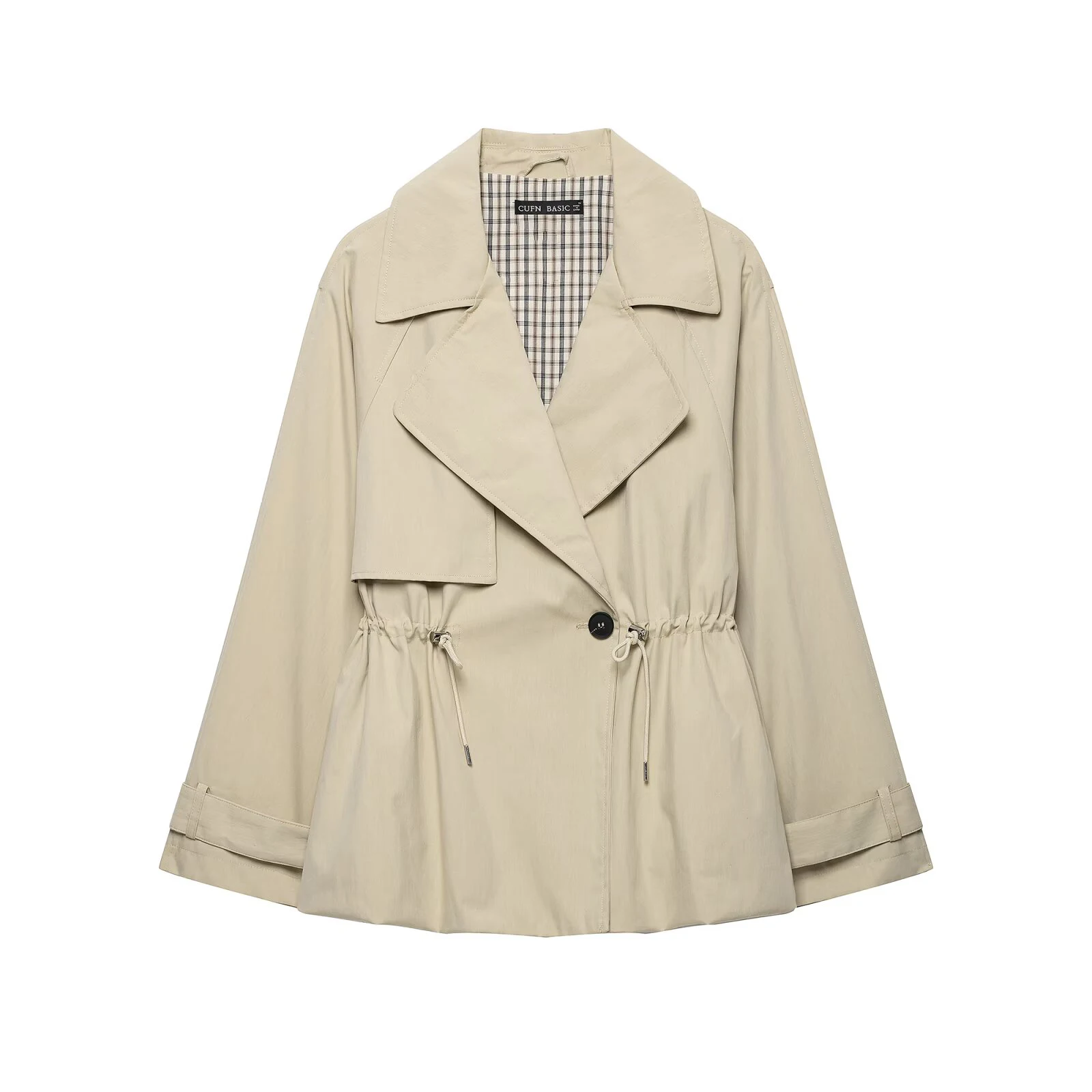 2026 Autumn New Commuter Big Collar Drawstring Adjustable Waist Short Wind Jacket Shrinking Waist for Slimming