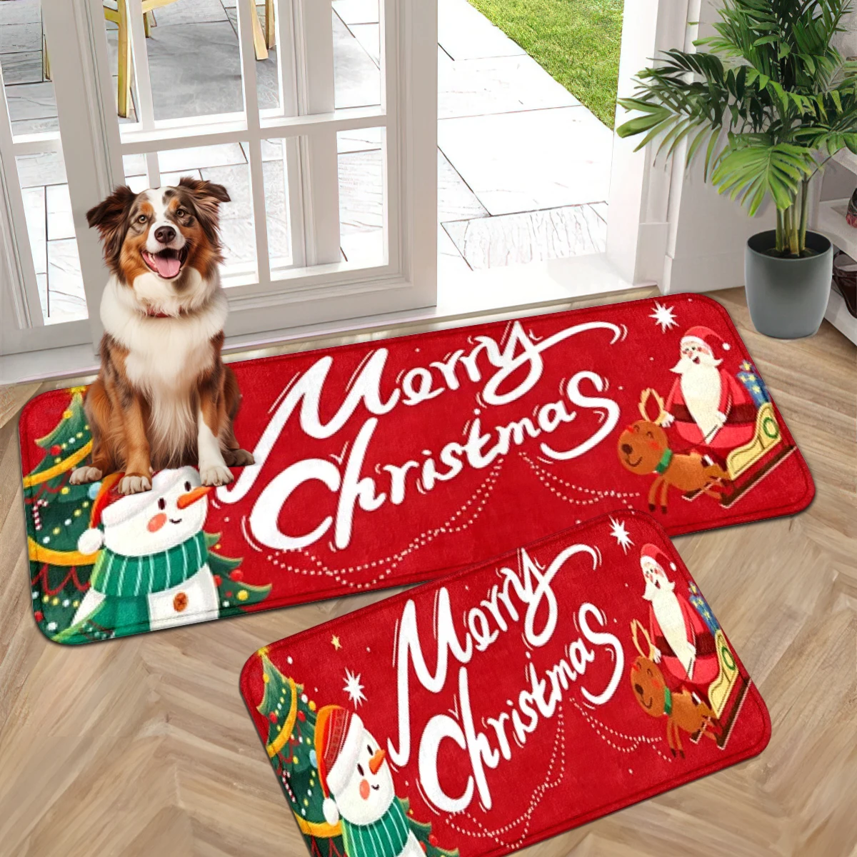 Christmas Halloween Cute Cartoon Animal Letter Print Flannel Area Rug, 1.2cm Thick Plush Cushioned Floor Mat, Machine Washable Soft Decor Doormat for Entryway Kitchen Bedroom Hallway Multi Style Holiday Daily Indoor Home Decor Carpet