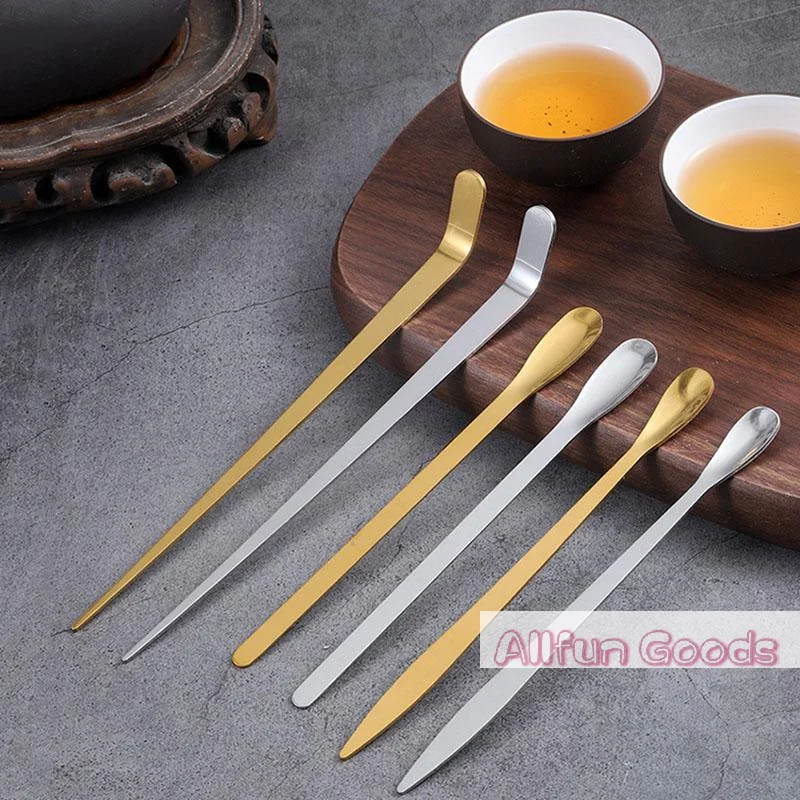 Stainless Steel Tea Needle Stick Gold Silver Matcha Spoon Tea Scoop Tea Ceremony Teaware Kitchen Tool Cleaning Pot Measuring Tea