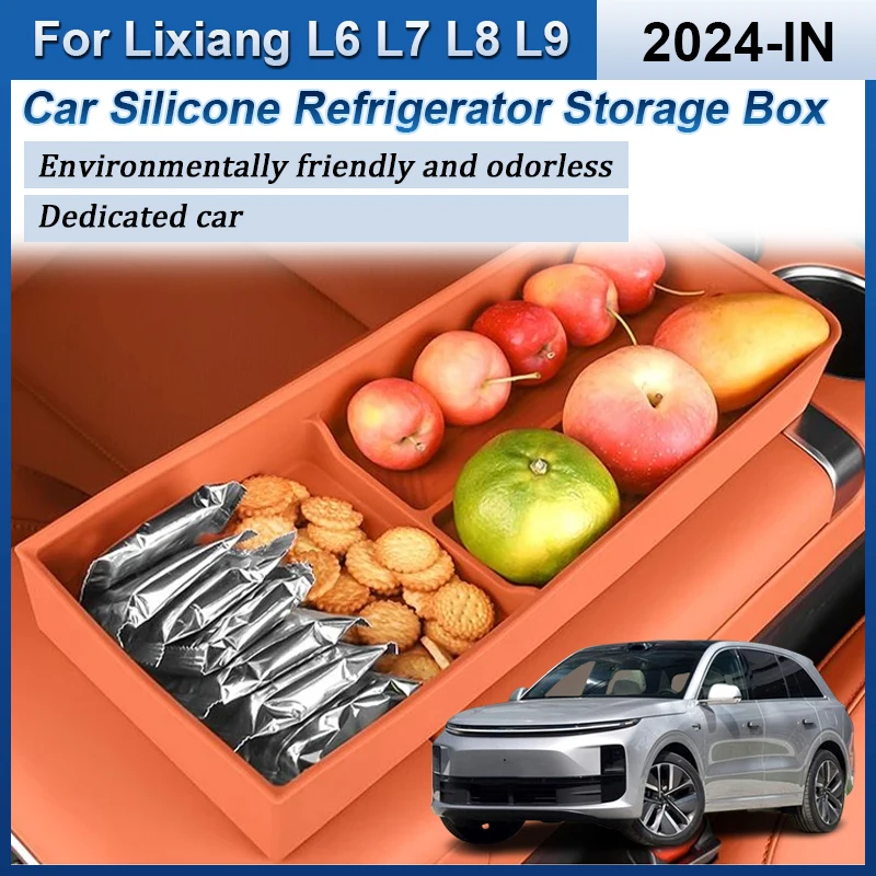 

Car Silicone Refrigerator Storage Boxs For Li Lixiang Ideal L6 L7 L8 L9 2024 Non-slip Tray Storage Fixed Silicone Pads Interiors