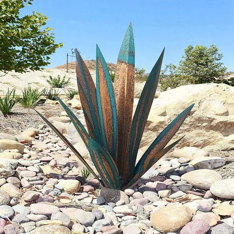 Tequila Rustic Agave Plant Hand Painted Metal Agave Garden Yard Art Decoration Statue Home Decor For Yard