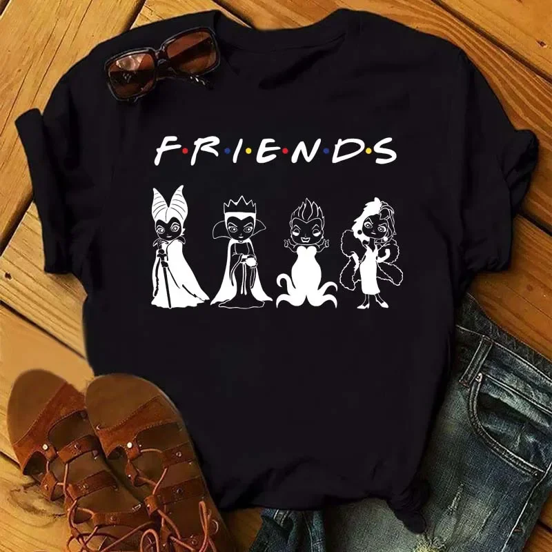 Fashion Women T-shirt Disney Villain Queen Harajuku 90s Ladies Aesthetic Friends T-shirt Kawaii Short Sleeves Oversized T Shirt