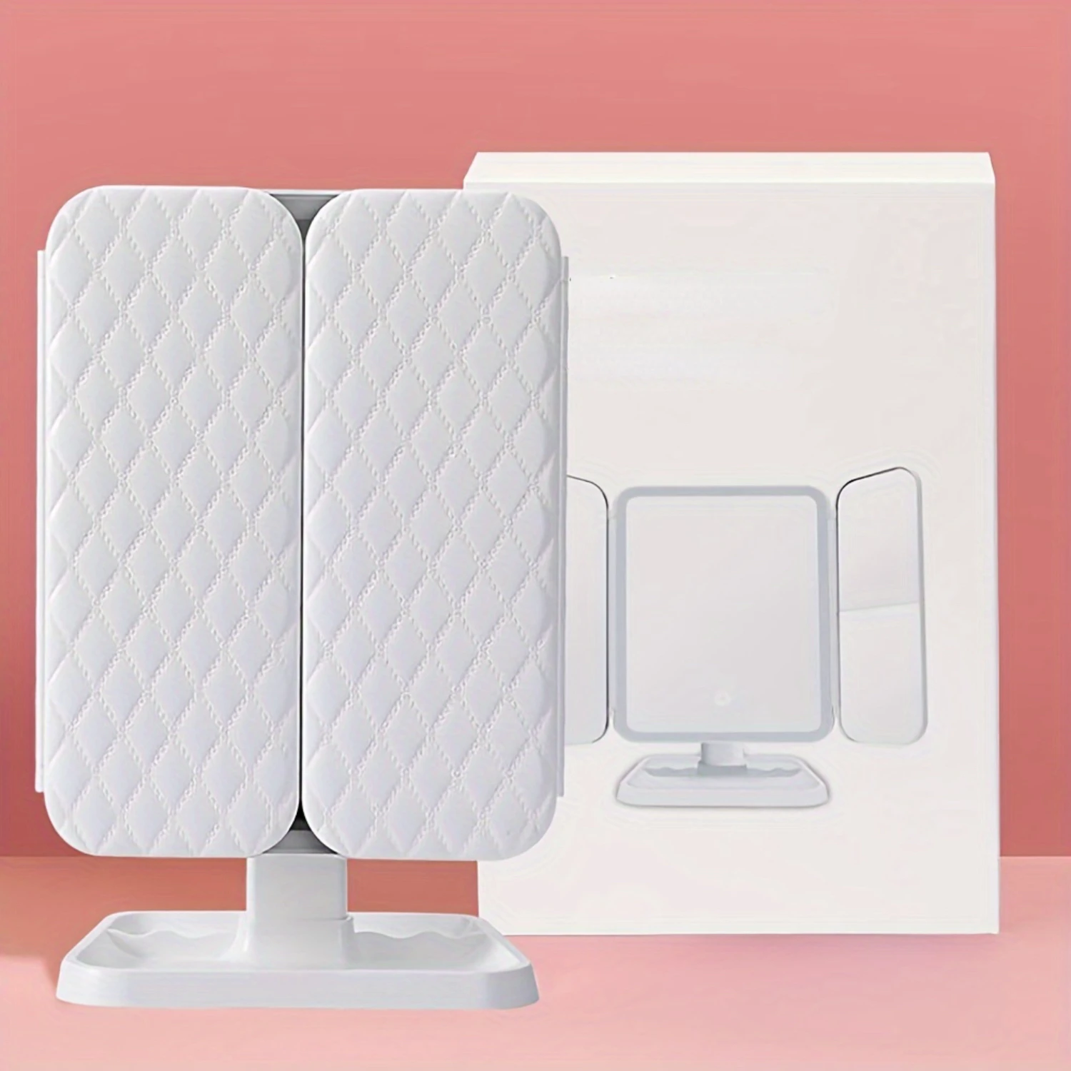 Portable LED Lighted Folding Makeup Mirror with Polished Finish, Glass Surface, Rechargeable Battery and USB Charging - Sensor T