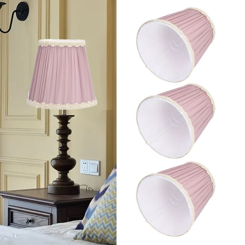 

3PCS Cloth Lamp Shade E14 ClipOn Lampshade For Candle Chandelier Wall Lamp Table Light Indoor Decor(Light Purple )