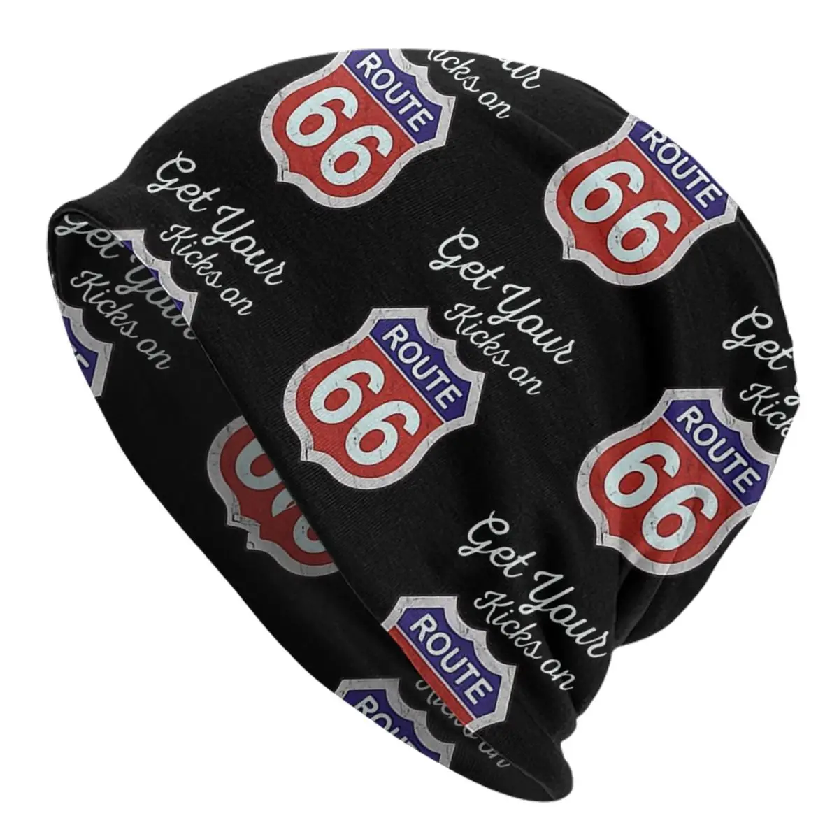 Get Your Kicks - Route 66 - Distressed 60's Unisex winter warm hat Beanies hat for men and women outdoor hat