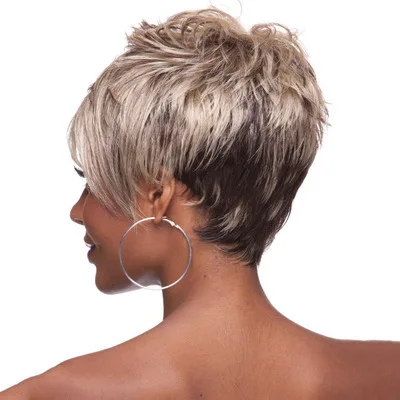 European and American wigs, women's mixed golden short hair, black short hair wigs, cosplay wigs, wig, cross-border hair replace