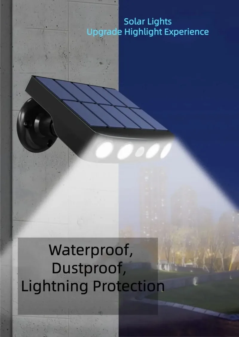 

IP65 Solar Lamp with Motion Detector Waterproof Courtyard Lawn Garden Wall Induction Simulation Monitoring Street Luces Solares