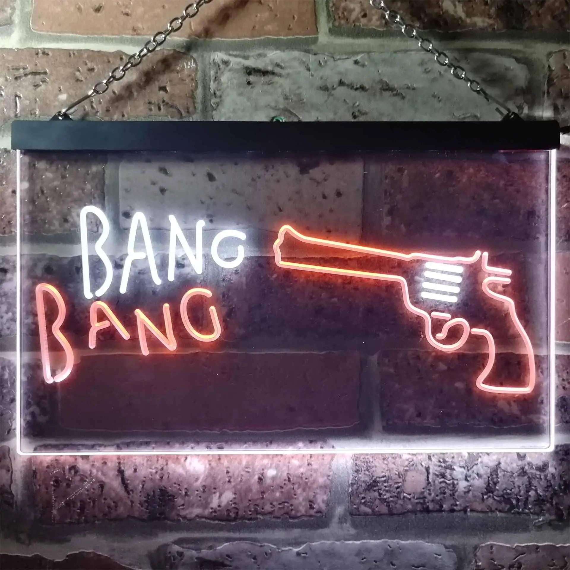 Gun Shot. Bang Bang Dual Color Led Neon Sign st6-i3289