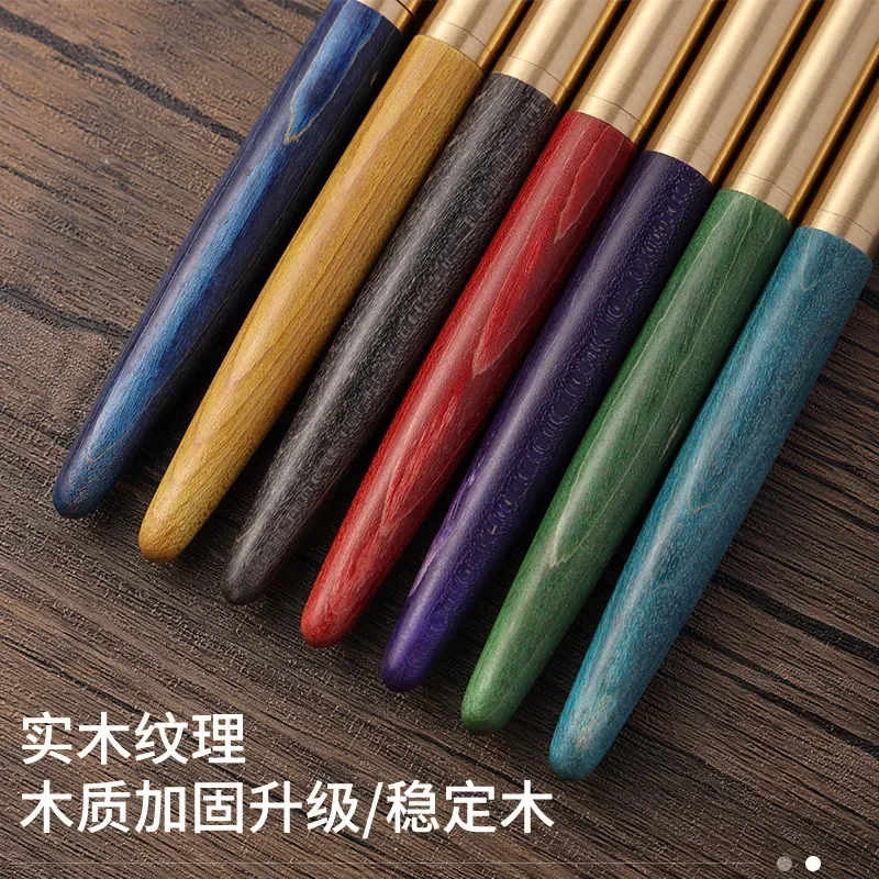 Brass stabilized cured wood, Chinese style solid wood craft gift, ink bag pen