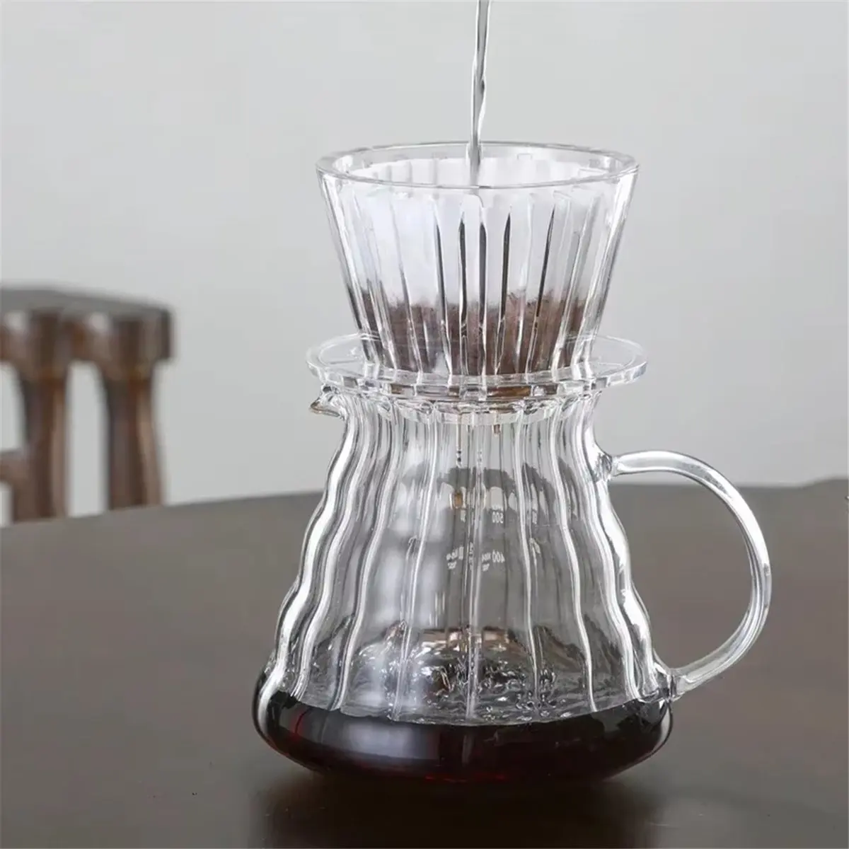 N14R Top Wave Coffee Dripper Pour over Coffee Filter Cups Hand-Poured Cake Shaped Origami Filter Cup W/50Pcs Filter Paper