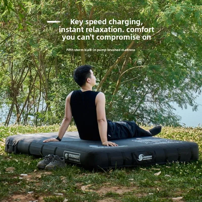 Brushed air mattress, elastic silk cloud bed outdoor tent camping portable automatic inflatable mattress