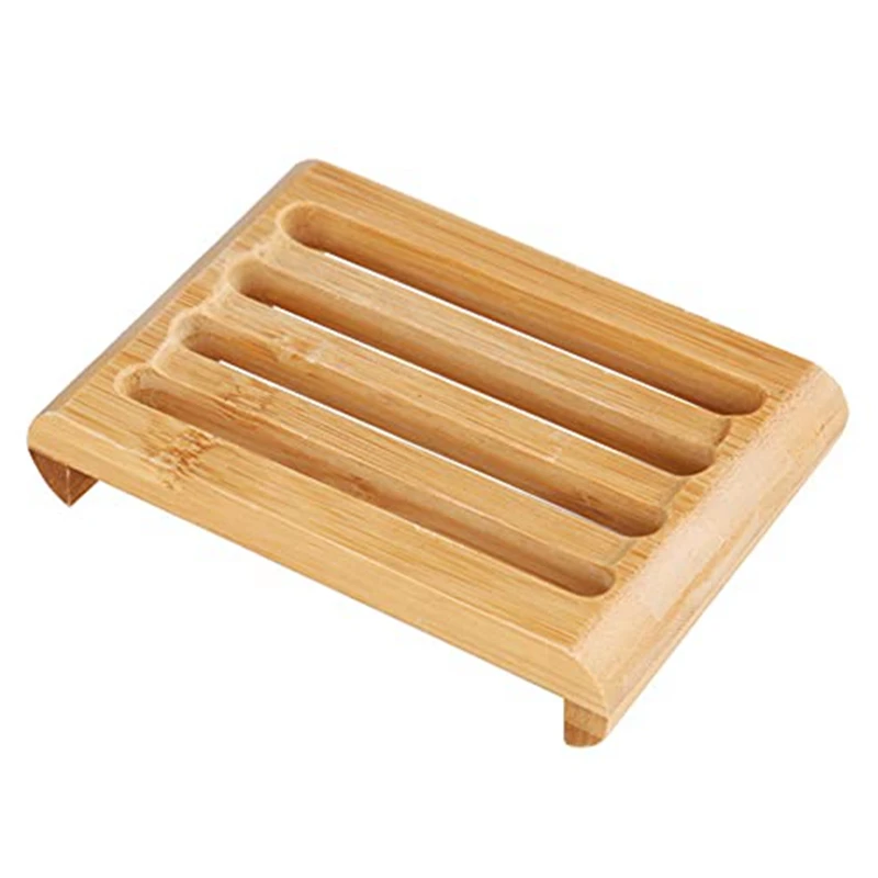 100pcs Natural Bamboo Soap Dishes Tray Holder Storage Soap Rack Plate Box Container Bathroom Japanese style soap soap box